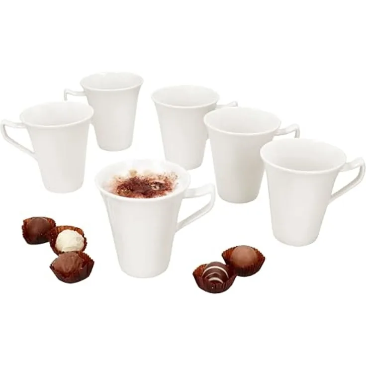 MamboCat Becher 6x Ivory Kaffeebecher 220ml Porzellan-Tassen 6 Personen Tee Kakao, Porzellan