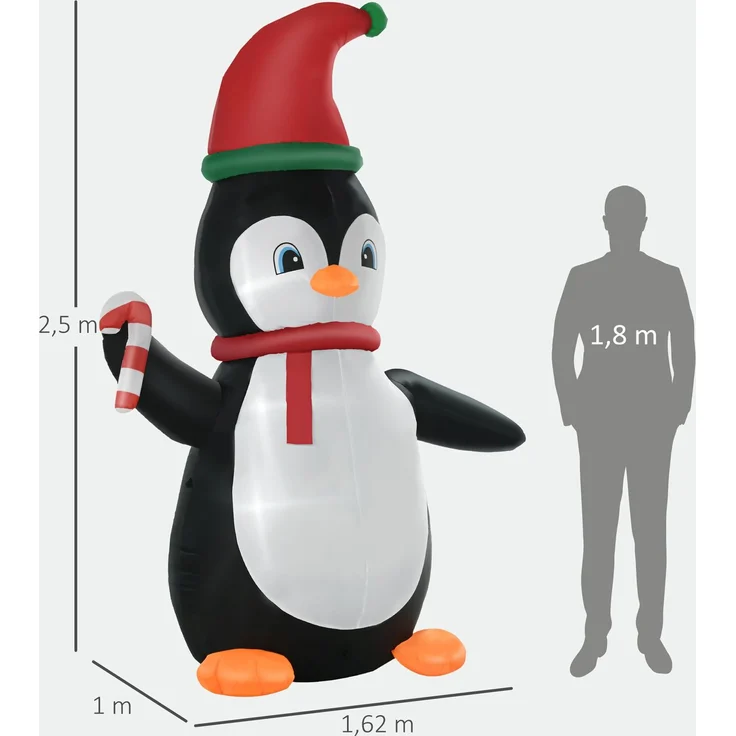 HOMCOM Aufblasbar Weihnachtsdeko, Polyester, Mehrfarbig, 162L x 100B x 250H cm – Bild 3