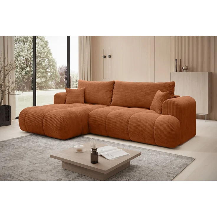 thematys Ecksofa TREVIO 260 x 165 cm, mit Schlaffunktion, mit Bettkasten, Orange (Poso 40), Ausrichtung links – Bild 2