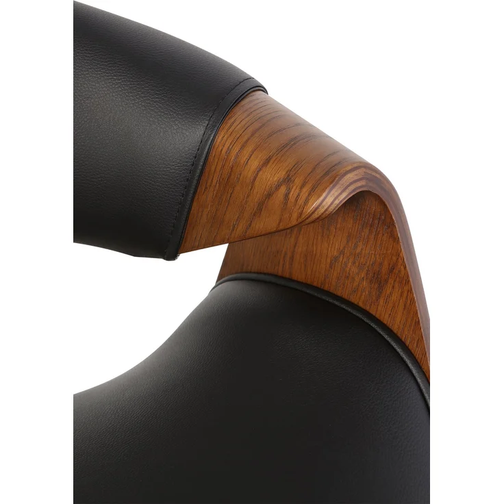 CLP Esszimmerstuhl Foley Küchenstuhl mit Armlehne und Holzgestell,schwarz Kunstleder – Bild 5