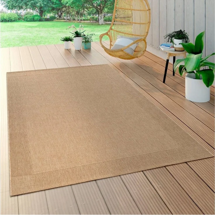 Paco Home Teppich Waregem 621, rechteckig, Höhe: 4 mm, Flachgewebe, meliert, mit Bordüre, Outdoor geeignet, Wohnzimmer – Bild 5