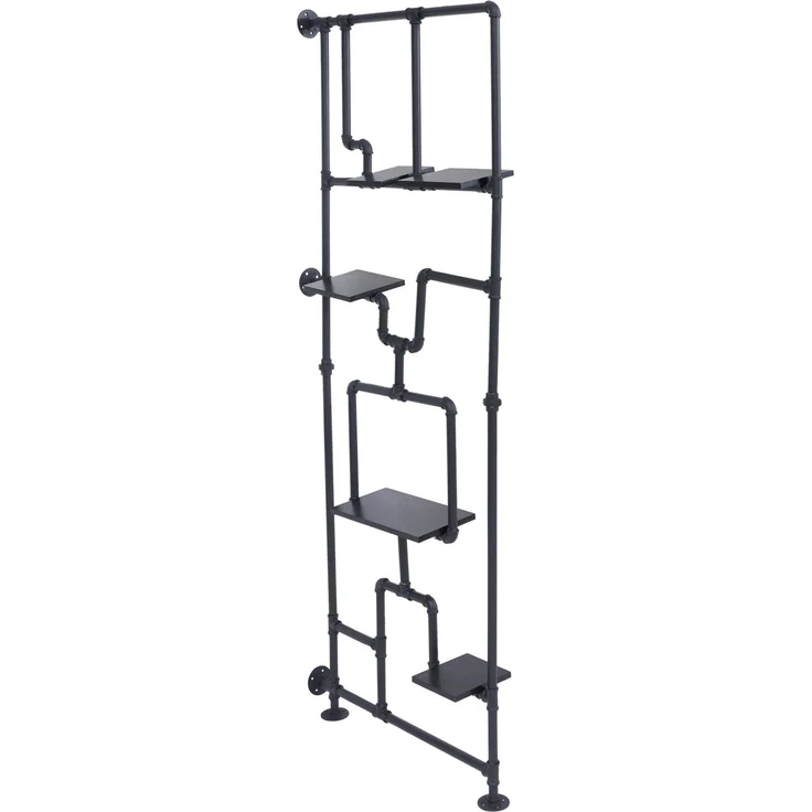 Raumteiler mit Regal HWC-P10, Wohnregal Ablageregal, Industrial Metall Melamin MVG 203x80x20cm ~ schwarz – Bild 8