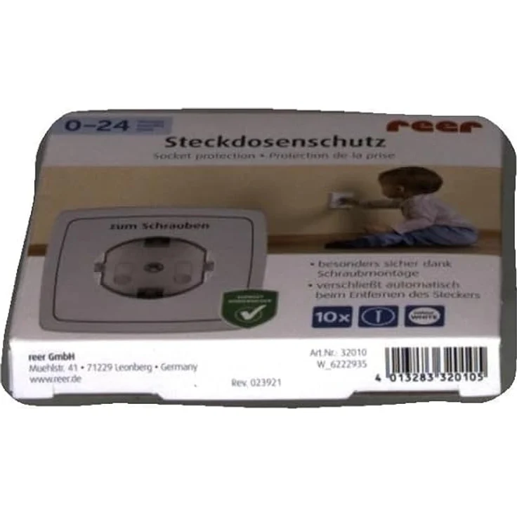reer 3245.010 - Steckdosenschutz schraubbar weiß, 100 Stück – Bild 3
