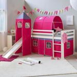 Kinderbett Hochbett Spielbett Kinderhochbett Vorhang Rutsche Turm