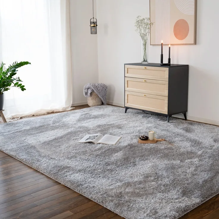 HOME DELUXE Hochflor Teppich SOFI - 180 x 120 cm Dunkelgrau
