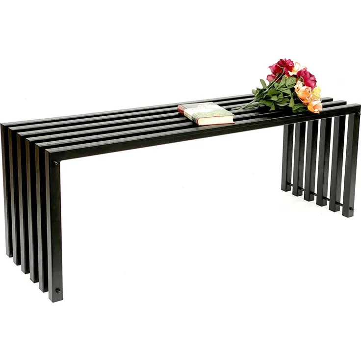 DanDiBo 'Ela' Gartenbank, Wetterfest, Metall/Eisen Schwarz, 43,5 x 36 x 117 cm