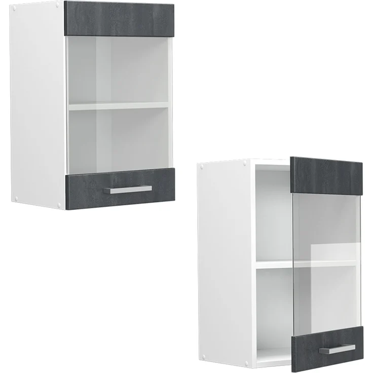 Küchenglasschrank R-Line Schwarz Beton 40 cm Vicco – Bild 5