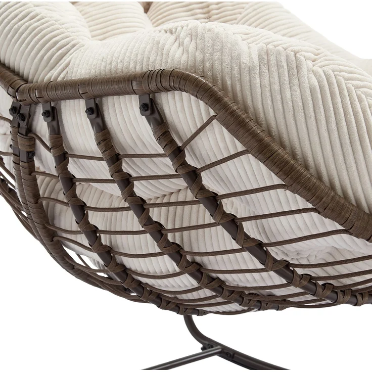Schaukelstuhl 78 x 106 x 90 cm in Weiß – handgewebtes Rattan, Stahlrahmen und ergonomische Form – Bild 7