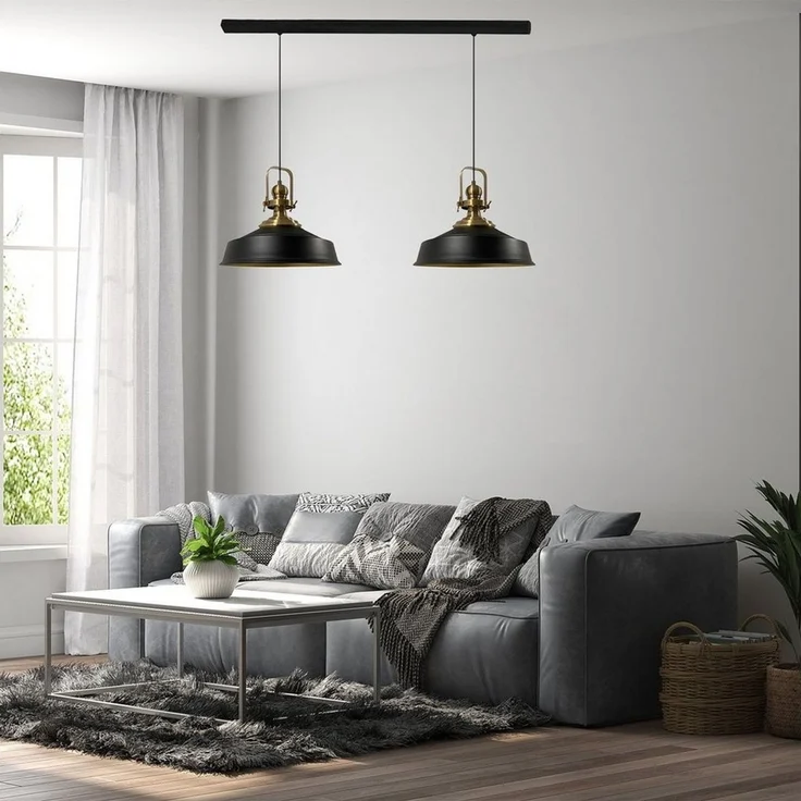 Bamyum Pendelleuchte Asletl Hängelampe aus Metall 2 Flammige, E27, Vintage Lampe, ohne Leuchtmittel – Bild 3