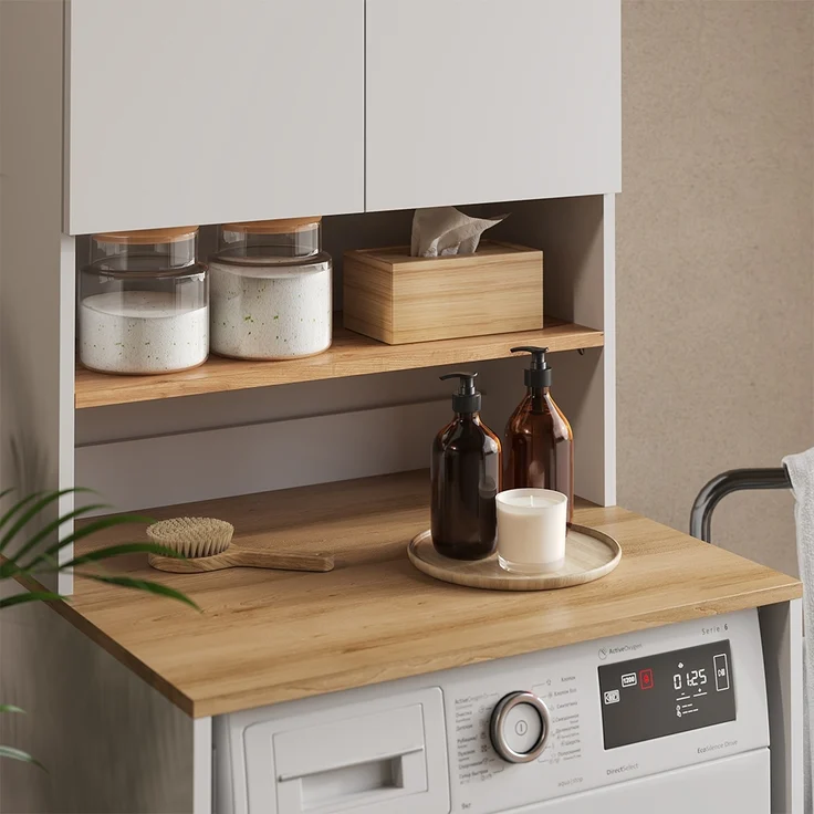 Waschmaschinenschrank Viktor Weiß/Artisan 68 x 88.2 cm 2 Teile mit Regal Vicco – Bild 4