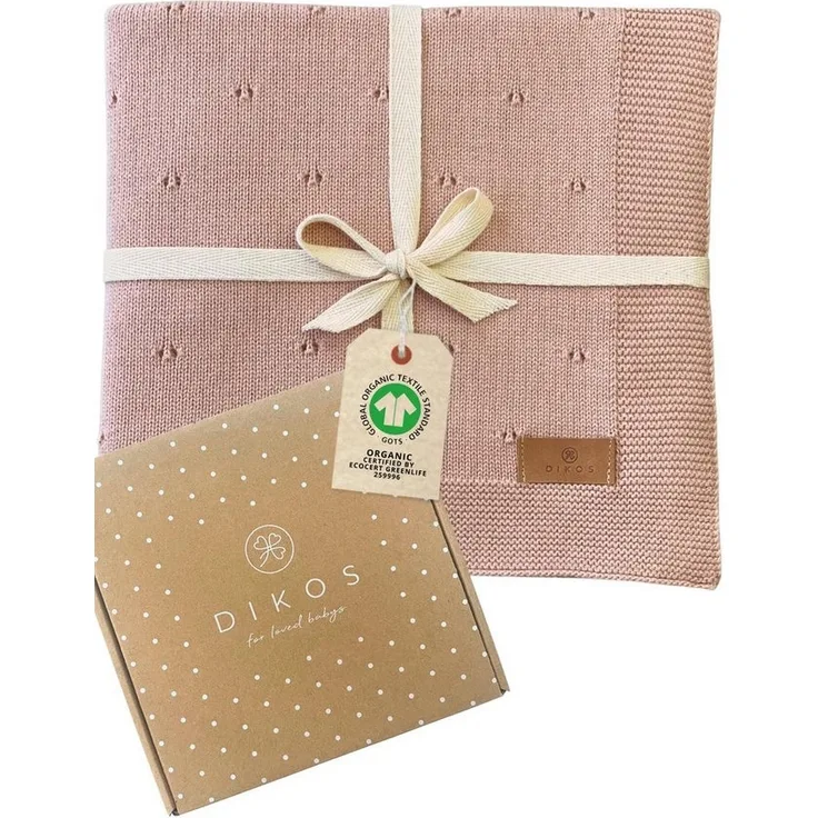 Babydecke DIKOS® Babydecke aus *100%* Bio Baumwolle, Strickdecke, Geschenk, DIKOS, PREMIUM Qualität, 75x100 cm, atmungsaktiv, nachhaltig, kuschelweich