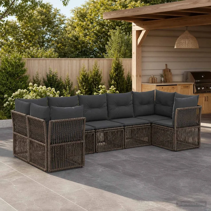 vidaXL Gartensofa-set 7 stk. 7-Sitzanzahl Grau Poly-Rattan 3434336 – Bild 1