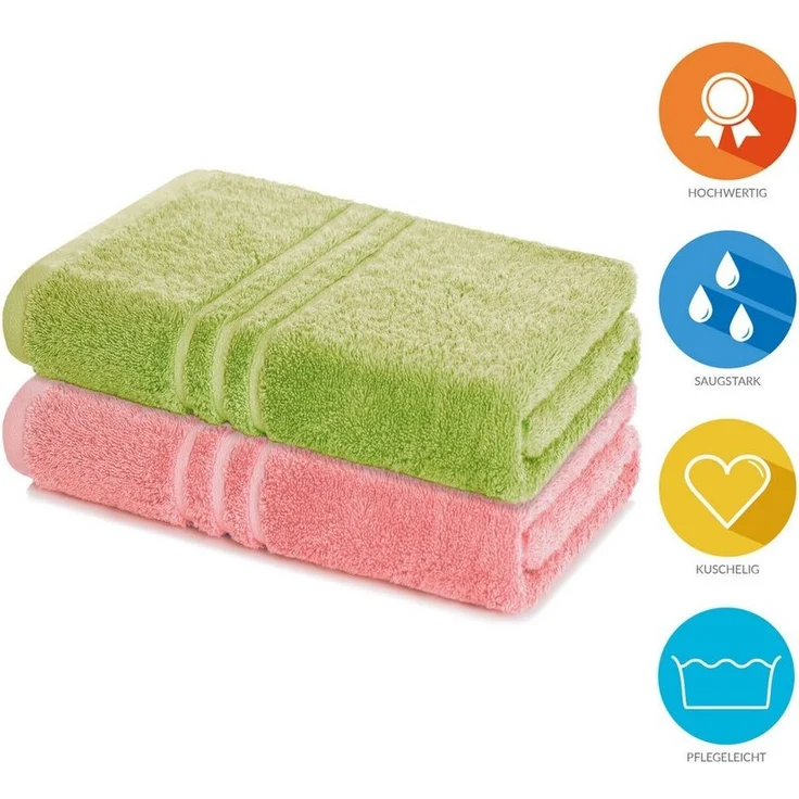 Lavea Badetuch Elena 2er Set Badetücher 100x150 cm, Duschtuch, 500 g/m² Frottier, weich & saugstark, pflegeleicht – Bild 1