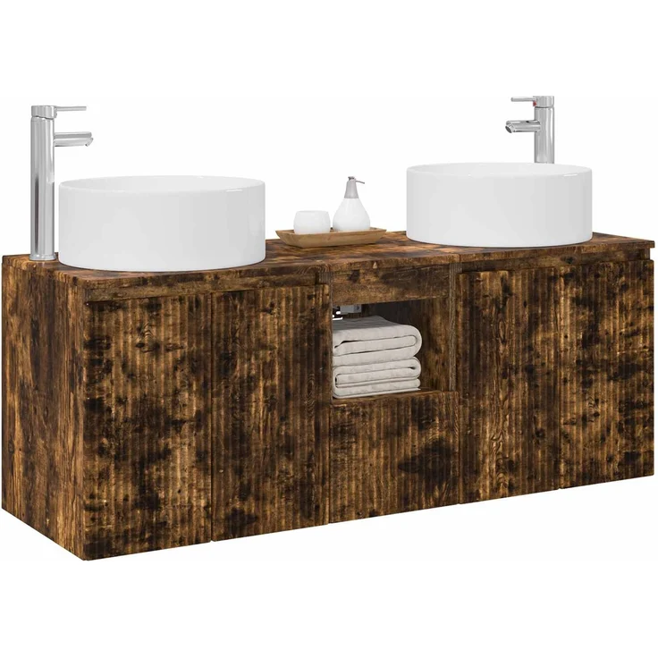 vidaXL Badezimmerschrank-Set 3 stk. Geräucherte Eiche 3405742 – Bild 3