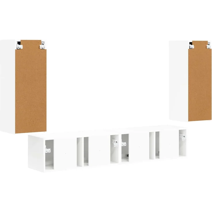 vidaXL TV-Wandregal-Set Wandmontiert 4 pcs Weiß Holzwerkstoff 3408916 – Bild 8