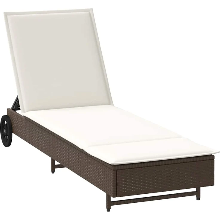 vidaXL Sonnenliege mit Rollen und Auflage Braun Poly Rattan 4104034 – Bild 1