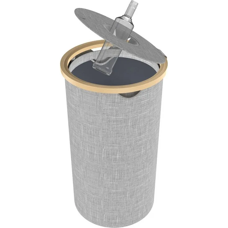 FIVMEN Flaschensammler Pfandflaschen Sammelbehälter mit Deckel Bambus Oxford-Stoff (Schwarz/Grau), Rund/ Quadratisch 100L Abnehmbare Waschbare Innentaschen