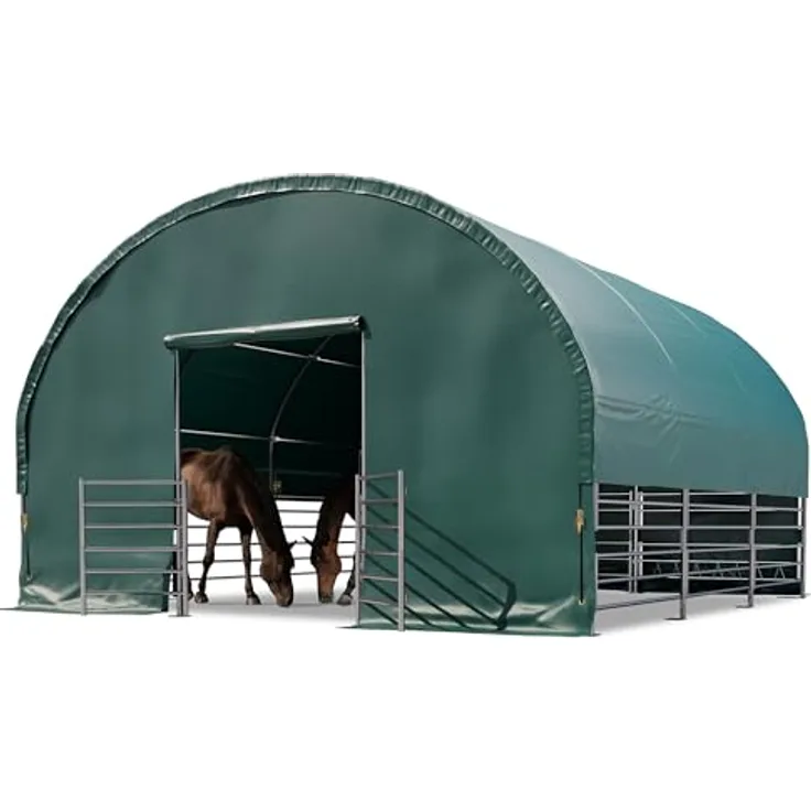 TOOLPORT Weidezelt 6x6 m, PVC Plane 2300 Newton, wetterfester Unterstand für Pferde, grün, für Betonuntergrund