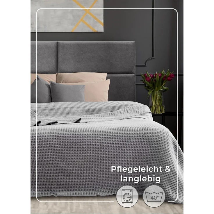 Wohndecke Wohndecke Waffelpique aus Baumwolle - Kuscheldecke, Baumwolldecke -, Laynenburg, Decke als Sofa-decke, Couchdecke, Wolldecke aus Baumwollmix – Bild 7