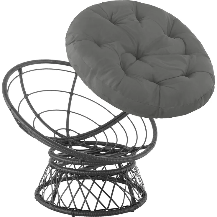 TecTake 800797 Papasansessel mit großem weichem Kissen, drehbarer Rattansessel, Drehsessel mit verstellbaren Füßchen, runder Korbsessel - Diverse Farben - (Schwarz | Nr. 403552) – Bild 7