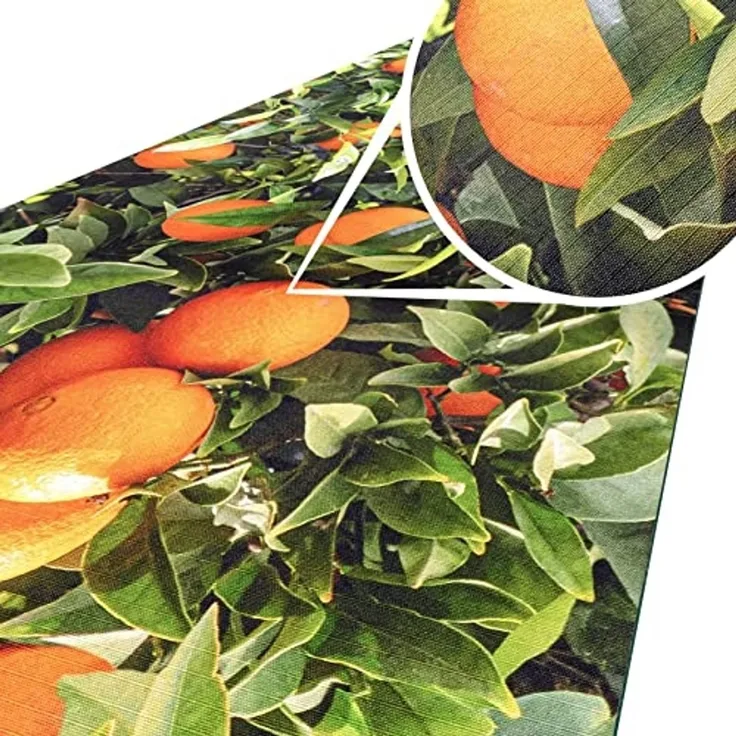 ANRO Küchenläufer Hochwertig GreenLine Flurläufer Teppichläufer Textil, Eckig, Bodenläufer 100x52cm Orangen Natur pflegeleicht