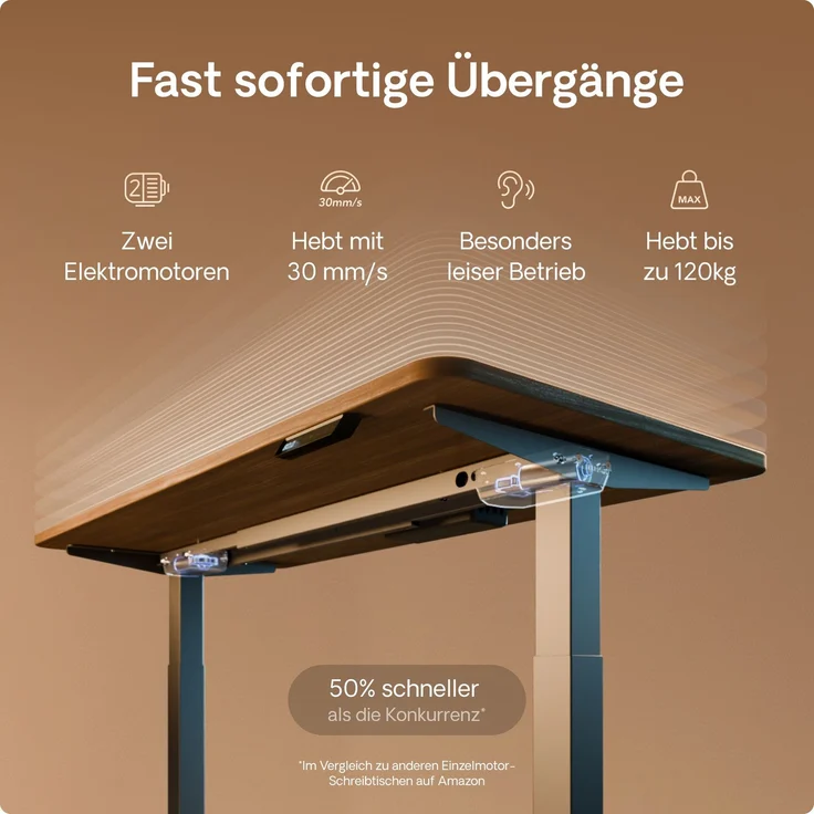 Desktronic HomeOne Elektrisch höhenverstellbarer Schreibtisch 160x80cm Grau/Walnuss mit Memory-Funktion, Anti-Kollisions Technologie, USB-A und USB-C-Ladeanschlüssen – Bild 3
