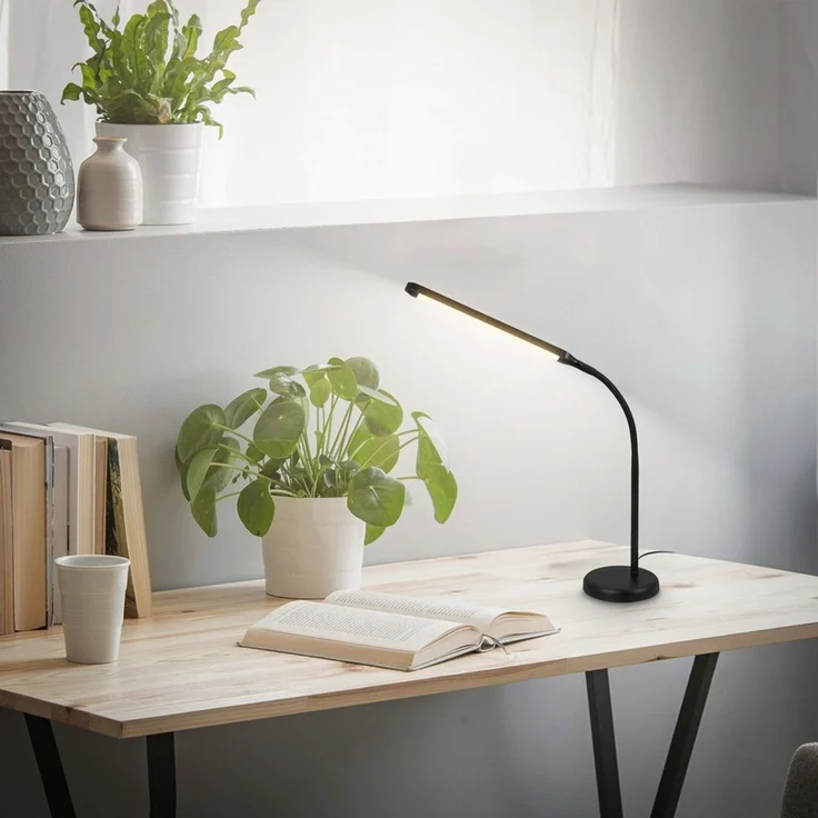 BRILONER - LED Schreibtischlampe mit Touch, dimmbar, schwenkbar, warmweiß, Tischlampe, Lampe, Nachttischlampe, Tischleuchte, Deko, Bürolampe, Leselampe Bett, Leselicht, 13x72,5 cm, Schwarz – Bild 2