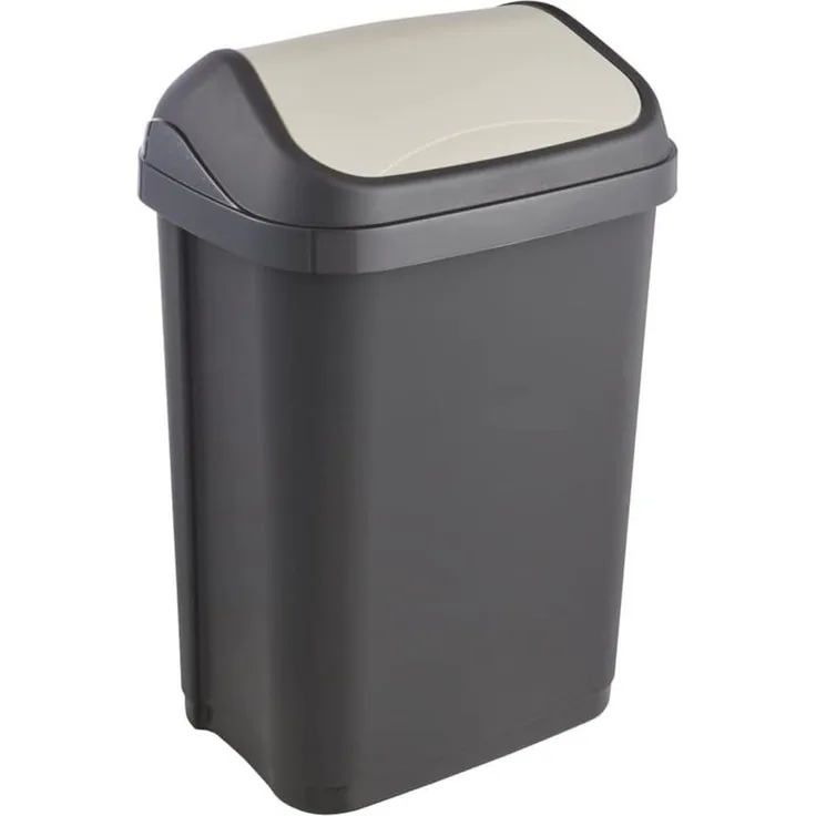 Keeeper 'Swantje' Abfalleimer mit Schwingdeckel, Anthrazit / Grau, 10 Liter