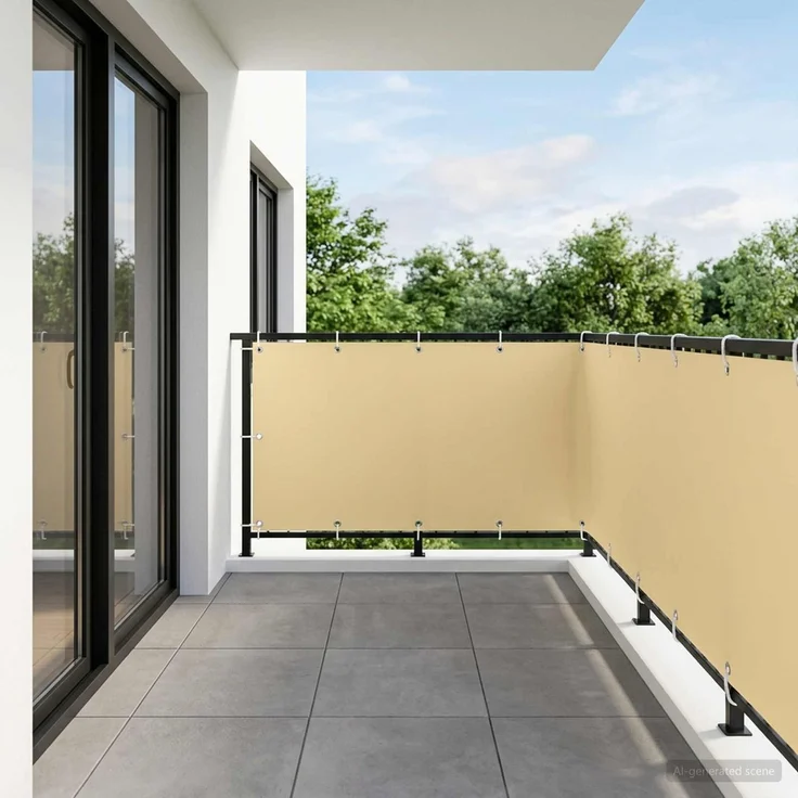 vidaXL Balkon-Sichtschutz 1,2 x 25 m Stoff mit PU-Beschichtung Beige 42036768 – Bild 3
