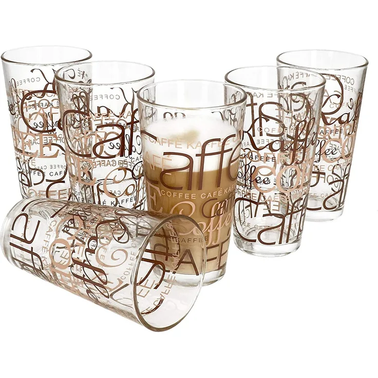 6er Latte Macchiato Gläser-Set 370 ml stapelbar Kaffee-Glas Cappuccino