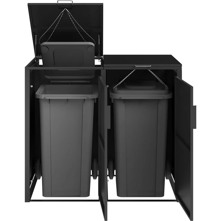 STEELSØN 'Thoria' Mülltonnenbox 2er je 240 Liter, graphitschwarz, Mülltonnenverkleidung aus Stahl, wetterfest, 116x80x134 cm, Müllbox für 2 Tonnen – Bild 9
