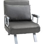 HOMCOM Sessel mit Armlehne, 3-in-1 Gästebett, Klappmatratze, Klappbett (Schlafsessel, 1-St, Schlafsofa), für Wohnzimmer, Hellgrau