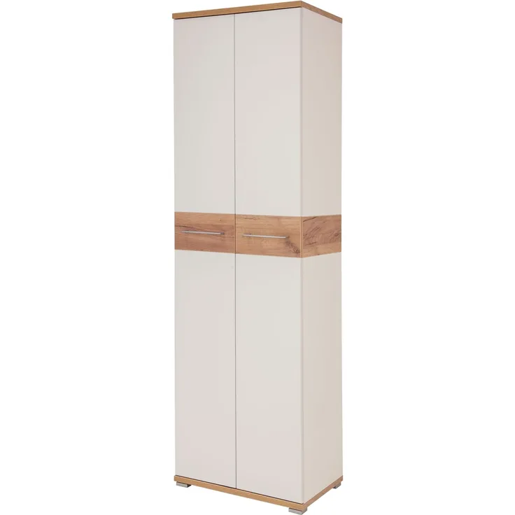 Garderobenschrank >M-407< (BxHxT: 59x199x40 cm) in weiss | braun