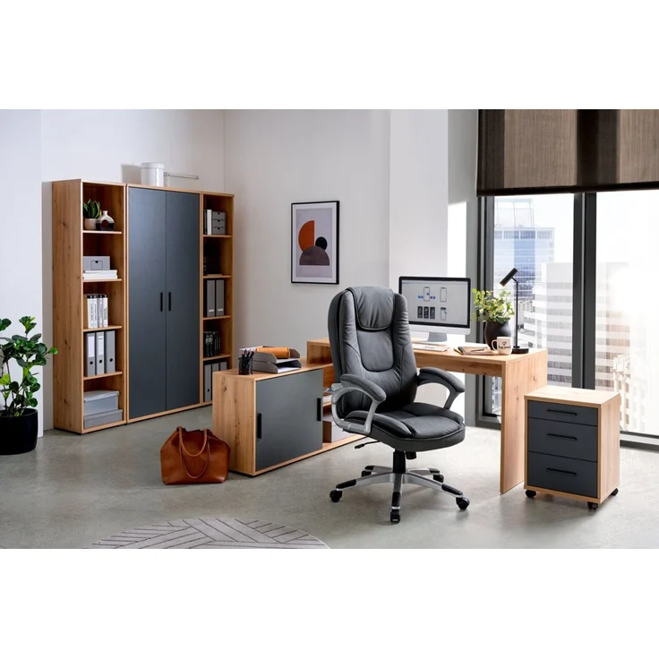 XORA 'MARS II' Chefsessel, Stoff grau, 66 x 110 x 72 cm, höhenverstellbar und 120 kg belastbar – Bild 4