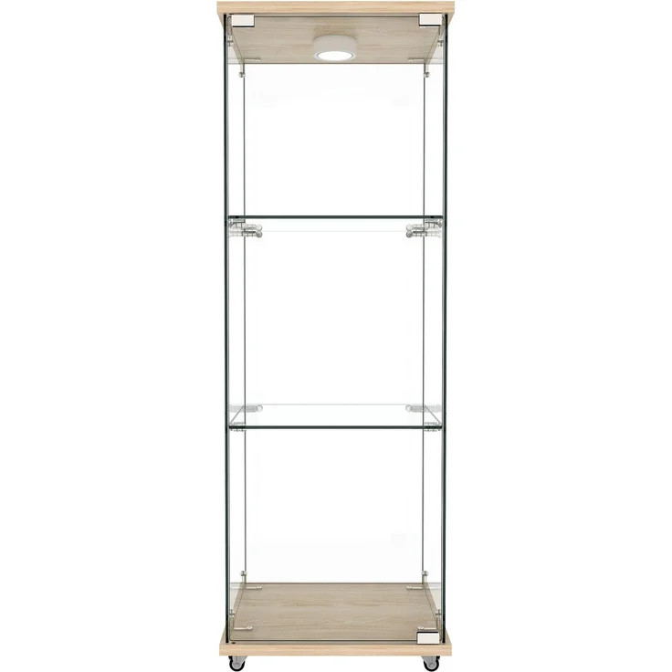 DESVIAE Vitrine mit LED-Beleuchtung und Glastür 42,5x120x36,5 cm MDF und Glas Natur – Bild 8