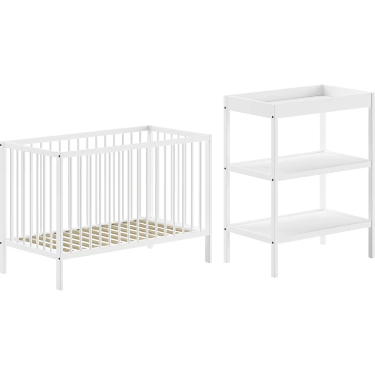 Babymöbel-Set >Dino< in Buche Weiß, Massivholz - 124,4x84,4x65,4cm (BxHxT) – Bild 2