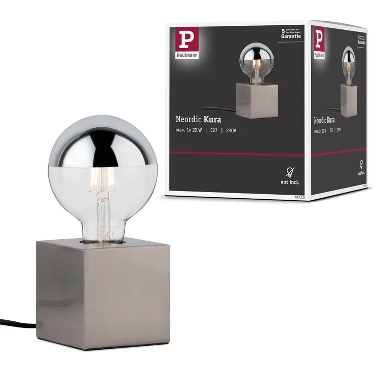 Paulmann No. 79730 Tischleuchte Neordic Kura Eisen gebürstet 8,5 cm