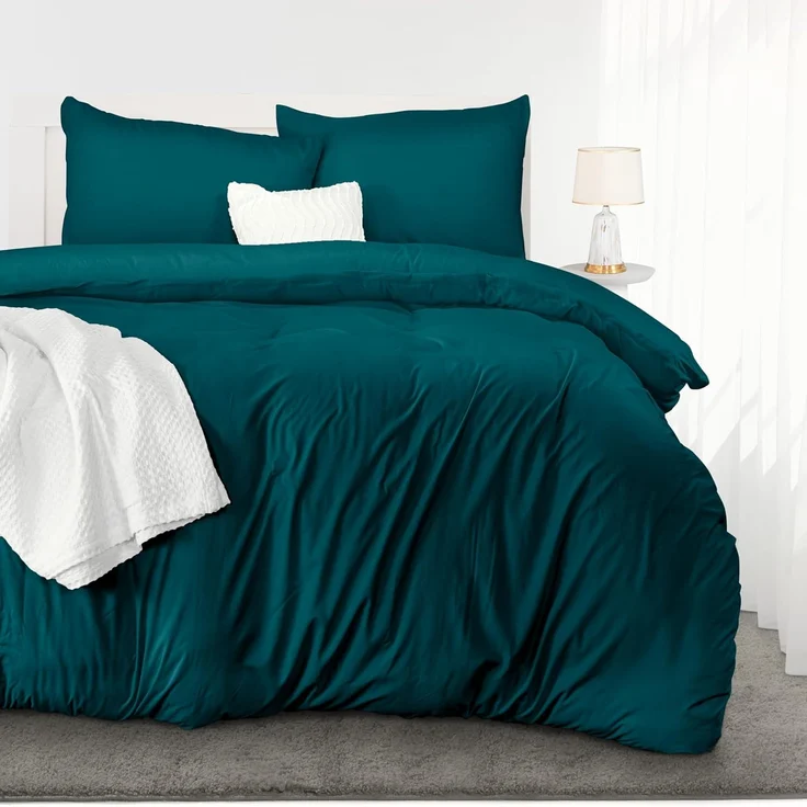 Utopia Bedding Bettwäsche 220x240 Set - Mikrofaser Bettbezug 240x220 cm + 2 Kissenbezüge 65x65 cm - Blaugrün – Bild 3