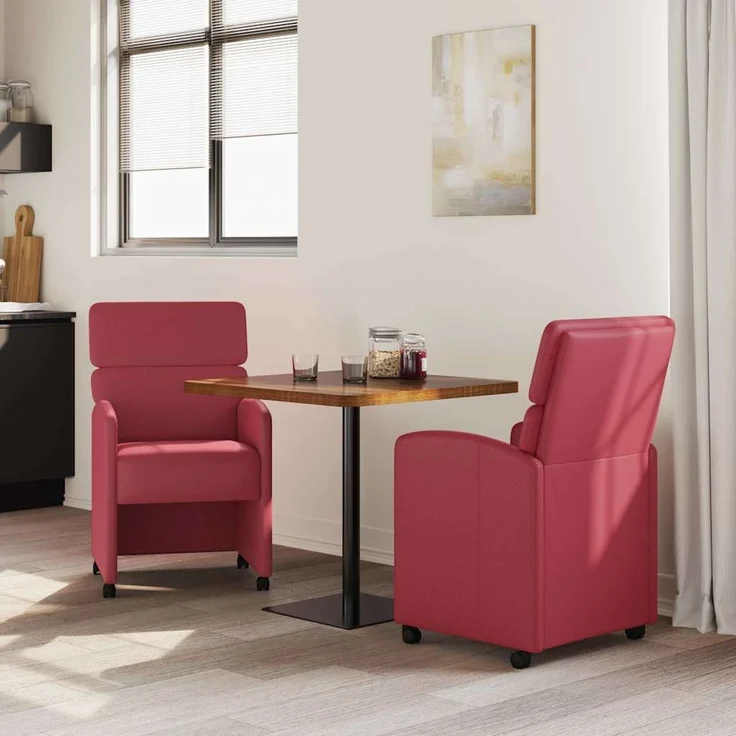 vidaXL Esszimmerstühle mit Rollen 2 pcs Weinrot 58 x 65 x 98 cm 42017887 – Bild 2