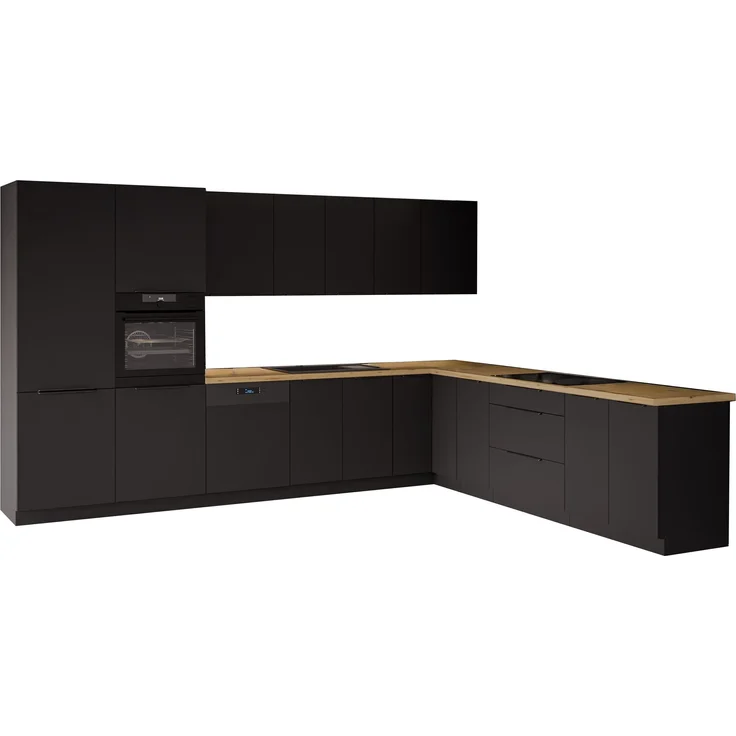 Winkelküche SIENA 350x290 cm Küchenzeile Einbauküche Eckküche Küche Schwarz matt – Bild 7