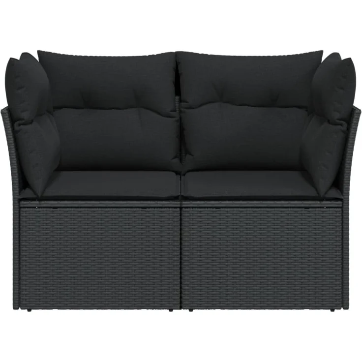 vidaXL Gartensofa mit Kissen 2-Sitzer Schwarz Poly Rattan 365986 – Bild 2