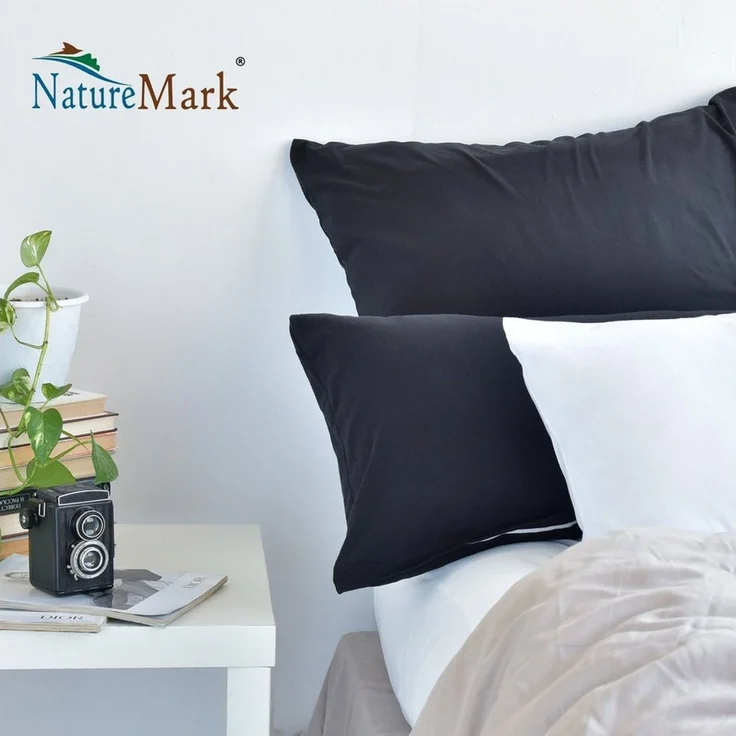 NatureMark Kissenbezüge 2er Pack Jersey Kissenbezug Kissenhülle, (2 Stück), Kissenhülle in vielen Größen und Farben (40 x 40 cm, Weiß) – Bild 3