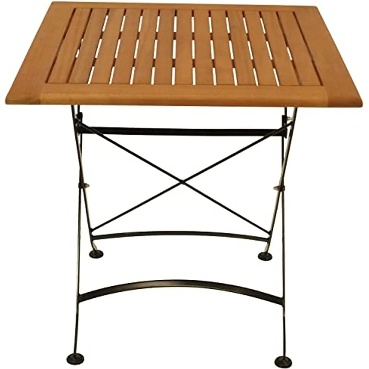 DEGAMO Gartentisch HOFGARTEN (1-St), 75x75cm quadratisch, Stahl schwarz + Eukalyptus, klappbar – Bild 3