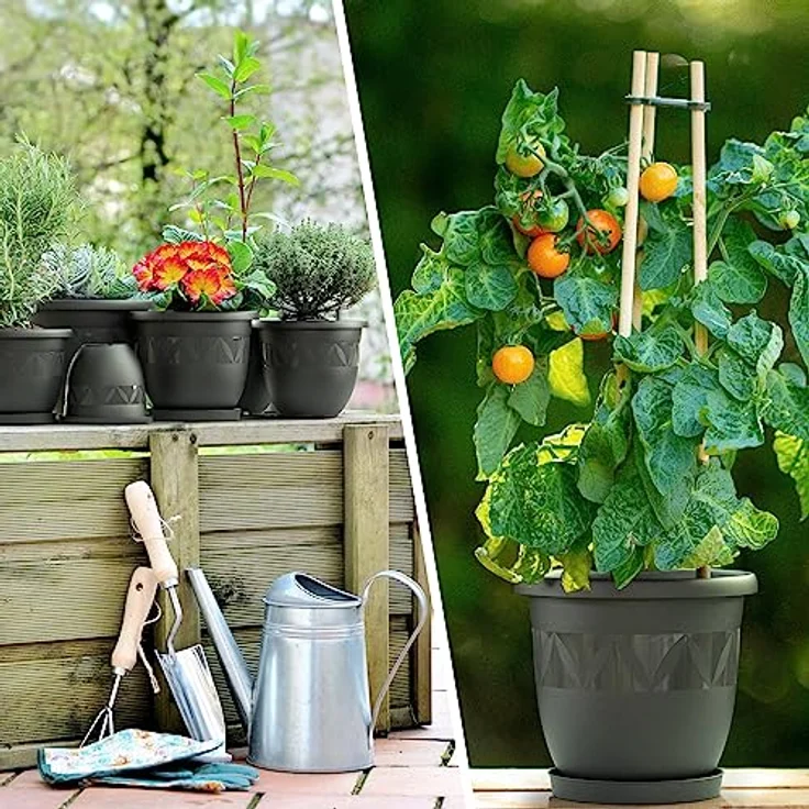 Plastard Pflanzkübel 3er, 5er, 10er Sets, Blumentopf mit passenden Untersetzer 15 - 40 cm (3 St, Blumenkübel ist Witterungs-, frost- und UV-beständig) – Bild 7