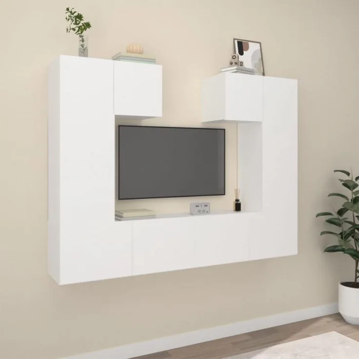 6-tlg. TV-Schrank-Set Weiß Holzwerkstoff [3114454]