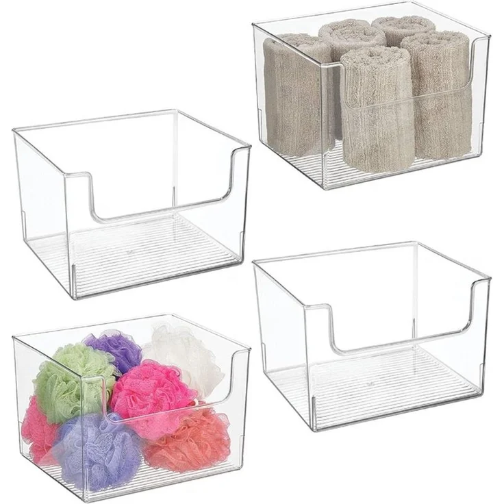mDesign 4er-Set Aufbewahrungsbox Organizer Kunststoff Ablage Transparent – Bild 8