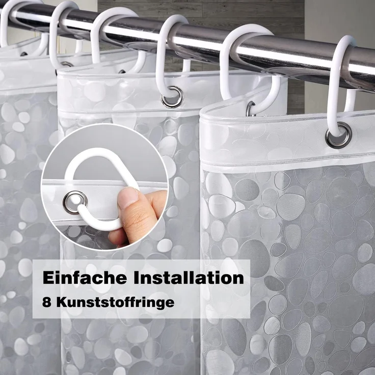 Duschvorhang 120x200cm Gewicht Magnet Wasserdicht Transparent Eva Waschbar – Bild 2