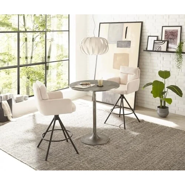 Stolkom Sp.z.o.o. Bistrostuhl Barhocker SOFIA, H 103 cm, Hellbeige, Cord, (2 St), 180 Grad drehbar mit Rückholfunktion – Bild 2
