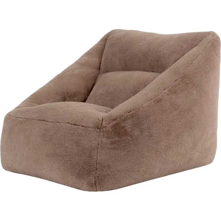 Icon Natalia Sitzsack Sessel für Erwachsene, Mokkabraun, Flauschiger Kaninchen Kunstfell Stoff, Riesen Sitzsack mit Füllung, Bean Bag Chair, Bequemer Sessel Wohnzimmer, Lounge, Schlafzimmer, Büro