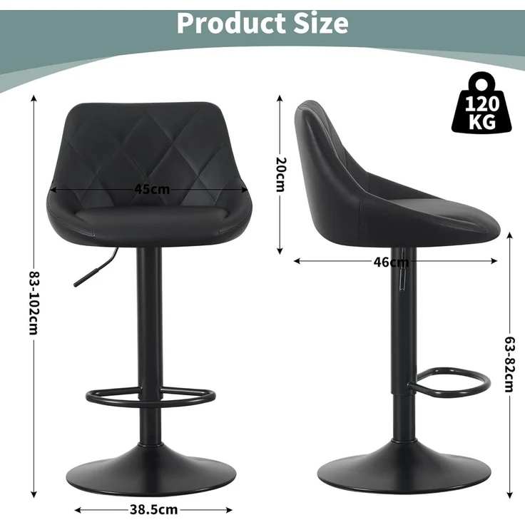 MCC direct Barhocker Barhocker im 2er Set, Kunstleder, Metall, Modell STANLEY – Bild 3